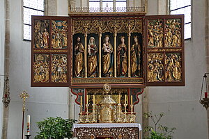 Schönbach, Pfarrkirche Mariae Lichtmess, Hochaltar - spätgotischer Flügelaltar, fränkisch oder süddeutsch, um 1500